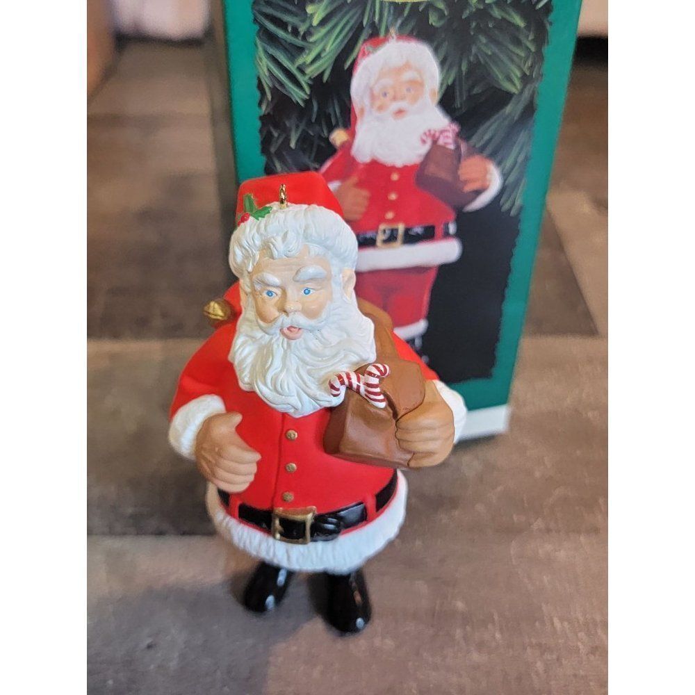 Hallmark 1996 Santa ornament Xmas decor candy cane